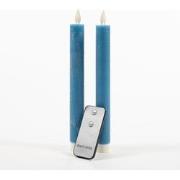 2Pcs Denim Blue Rustic Wax Taper Candle 23Cm Moving Fla