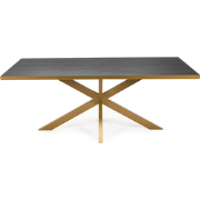 Stalux - Stalux Eettafel 'Gijs' 240 x 100cm, kleur goud / zwart eiken