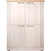 Hoge dressoir met 4 deuren, decor eiken Cadiz en meringuewit H160 cm -...