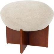 Housecraft Living Ufo Poef op Houten onderstel Rond 51 cm Beige/ Bruin