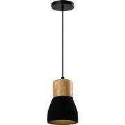 QUVIO Hanglamp langwerpig beton met hout zwart - QUV5144L-BLACK