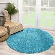 Tapijtenloods Loca Shaggy Rond Vloerkleed Turquoise Hoogpolig- 80 CM R...