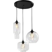 QUVIO Hanglamp glas 3-lichts rond zwart  - QUV5125L-BLACK