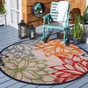 Tapijtenloods Binnen en Buiten Rond Vloerkleed Floral Outdoor Laagpoli...