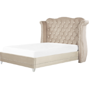 Beliani AYETTE - Tweepersoonsbed-Beige-Fluweel