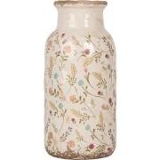 Clayre & Eef Vaas Ø 15x32 cm Beige Keramiek Bloemen