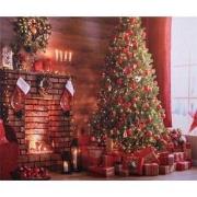 Clayre & Eef Kerst Achtergronddoek 180x210 cm Bruin Stof Kerstboom