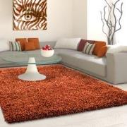 Tapijtenloods Basic Shaggy vloerkleed Terra / Oranje Hoogpolig- 80x250...