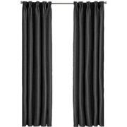 Larson - Luxe effen blackout gordijn - met haken - 1.5m x 2.5m - Zwart