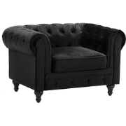 Beliani CHESTERFIELD - Fauteuil-Zwart-Fluweel