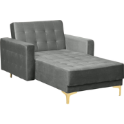 Beliani ABERDEEN - Chaise longue-Grijs-Fluweel