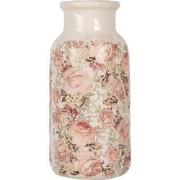 Clayre & Eef Vaas Ø 15x32 cm Beige Keramiek Bloemen