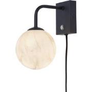 Wandlamp Carrara - Zwart/Wit - 12x18x21cm