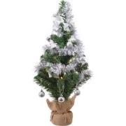 Mini kerstboom tafelboom mini D-H-Z boom h60 cm-20L groen/zilver