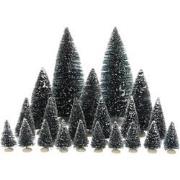 LuVille Kerstdorp Miniatuur Bristle Bomen - 21 Stuks - H22 x Ø8 cm