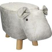 WOMO-DESIGN dierenkruk nijlpaard wit/grijs, 65x31x37 cm, gemaakt van k...