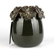 Villa Pottery  Groene bloemenvaas Jolie  - 15x15x16
