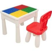 Decopatent® - Kindertafel met 1 Stoeltje - Speeltafel met bouwplaat en...