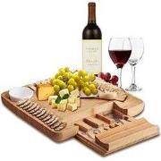 Decopatent® Kaasplank met Lade Inclusief 4-delige Kaas Messenset - Bam...