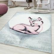 Tapijtenloods Bambi Kinderkamer Vloerkleed Laagpolig Roze Grijs- 120x1...