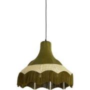 Light&living Hanglamp Ø50x44,5 cm MIZIA velvet groen+webbing naturel