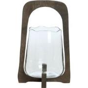 Light&living Windlicht Ø21,5x35 cm ANOSY glas helder+hout mat d bruin