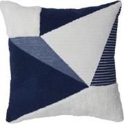 Light&living Kussen 45x45 cm REJAS blauw+wit structuur