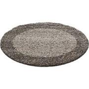 Tapijtenloods Basic Rond Shaggy Kader vloerkleed Taupe Hoogpolig- 120 ...