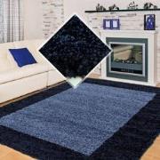 Tapijtenloods Basic Shaggy Kader vloerkleed Blauw Hoogpolig- 80x150 CM