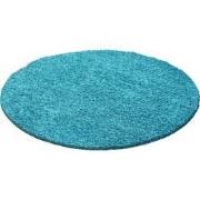 Tapijtenloods Basic Rond Shaggy vloerkleed Turquoise Hoogpolig- 200 CM...