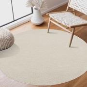 Tapijtenloods Uni Rond Effen Laagpolig Vloerkleed Modern Creme- 80 CM ...