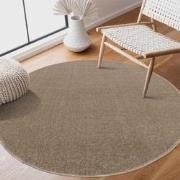 Tapijtenloods Uni Rond Effen Laagpolig Vloerkleed Modern Beige- 300 CM...