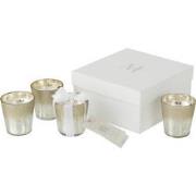 J-line - Doos 4 Geurkaars M-chic Glas Zilver - 6.5x6.5x7cm