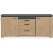 Buffet 2 deuren 3 laden eiken en antracietgrijs decor Austin - L203,80...