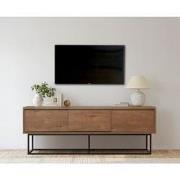 TV Meubel Milo Walnoot Zwart Melamine 140x50x40 cm