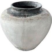 PTMD Jinsu White Round GRC Jar Pot W Dark Border M