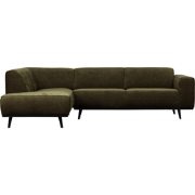 BePureHome Statement Hoekbank Links - Ribstof - Groen - 77x274x210