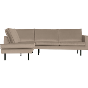 BePureHome Rodeo Hoekbank Links - Velvet - Khaki - 85x266x86/213