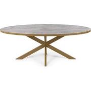 Stalux Ovale eettafel 'Mees' 240 x 110cm, kleur goud / beton