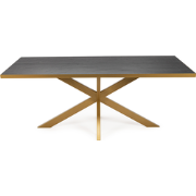 Stalux Eettafel 'Gijs' 200 x 100cm, kleur goud / zwart eiken