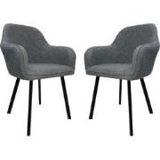 HSM Collection-Eetkamerstoel Demi S/2-60x54x82.5-Licht Grijs/Zwart-Sto...