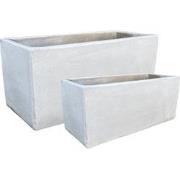 PTMD Evona Plantenbakken - 65x26x39 cm - Keramiek - Wit - Set van 2