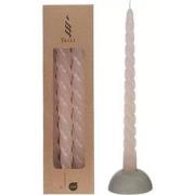 Twisted candles set 3 st, white pink