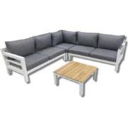 Midori loungeset white 260x260 cm inclusief light grey kussens