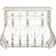 Clayre & Eef Sidetable  126x44x96 cm Wit Ijzer Hout Rechthoek Wandtafe...