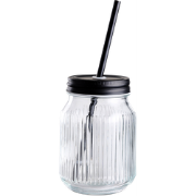 Maeve Mason Jar glas met rietje - 450 ml