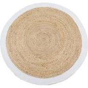 Vloerkleed Jute Rond Naturel/Wit ø120 cm