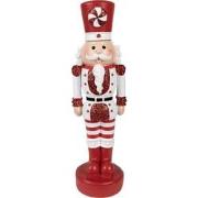 Clayre & Eef Kerstdecoratie Beeld Notenkraker 37 cm Rood Wit Polyresin...