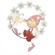 Clayre & Eef Wanddecoratie Kabouter 50x9x61 cm Wit IJzer Rond Muurdeco...