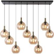 OSIRA Pendel E27 9L Zwart + goud, amber glas 9x Ã˜200mm